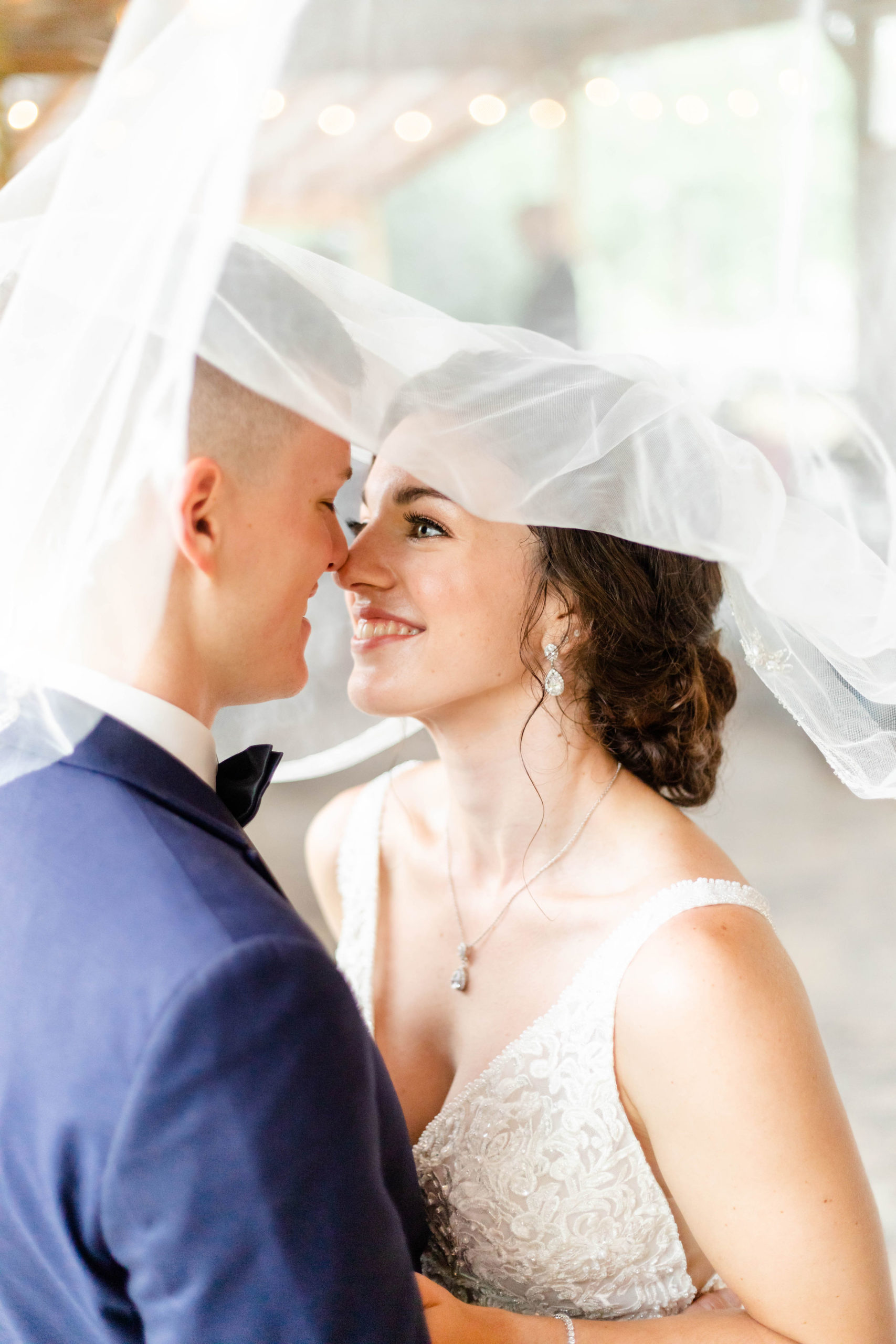 Saint Louis bride and groom under veil